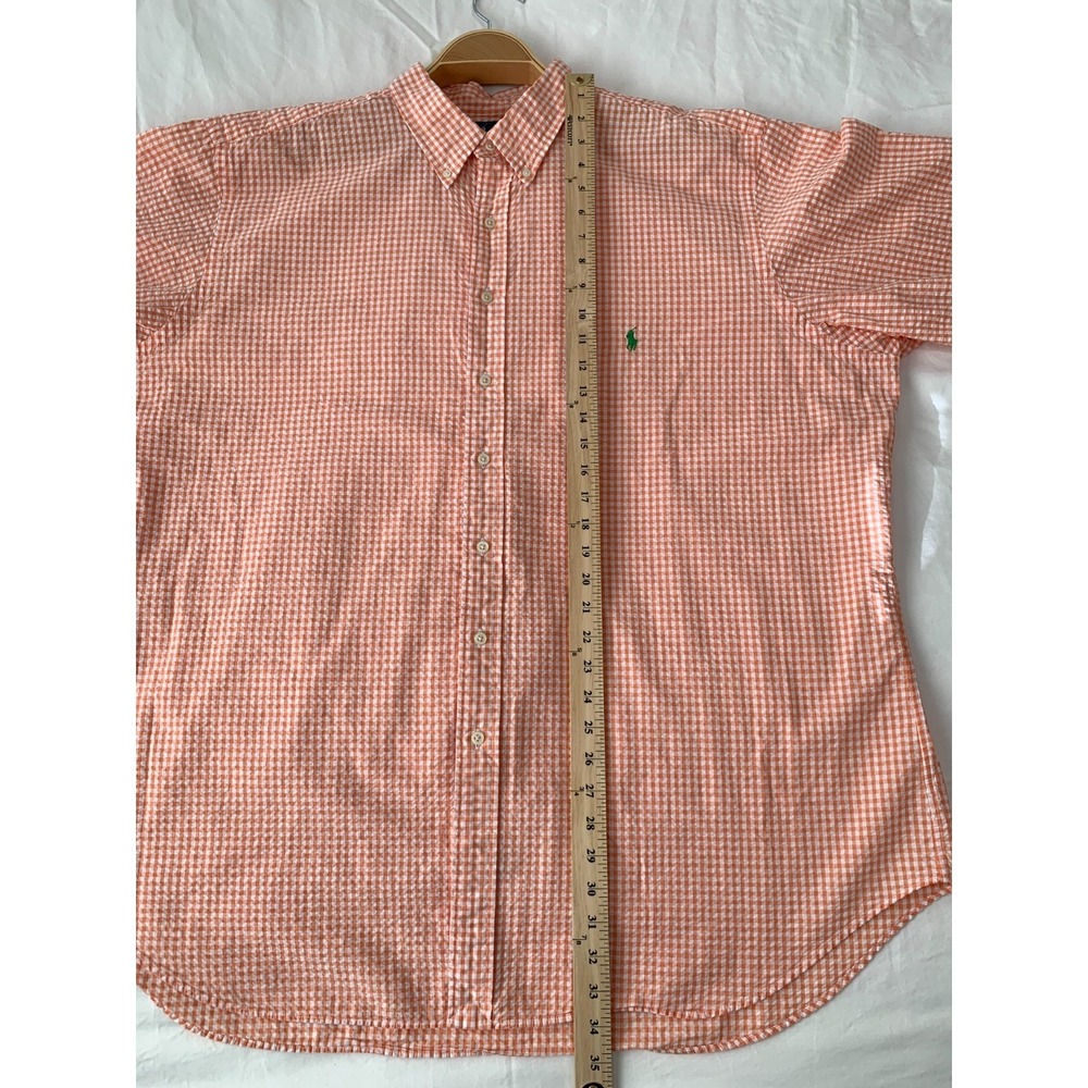 Polo Ralph Lauren Orange Gingham Seersucker Sport Shirt Classic Fit / 3XL T - Picture 12 of 16